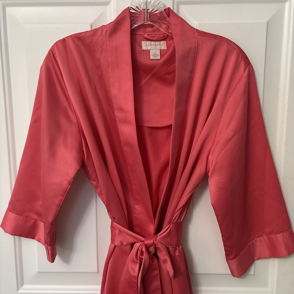 Pretty In Pink Cabernet Women's Short Belted Robe Size S